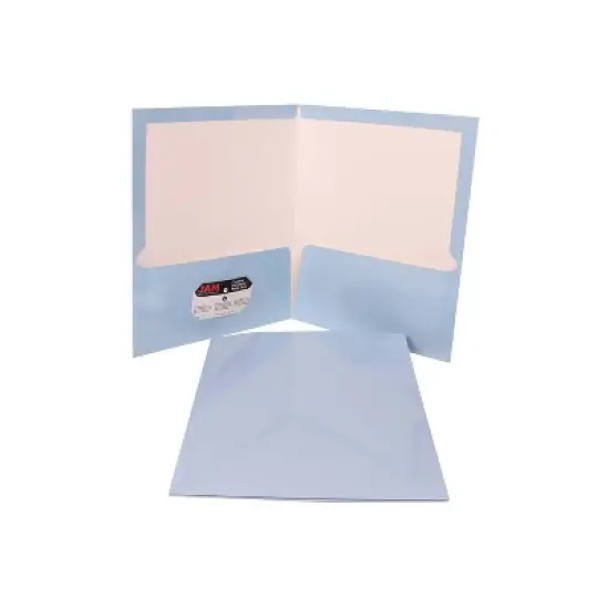 JAM Paper Laminated Two-Pocket Glossy Presentation Folders Baby Blue 31225346D image {5}