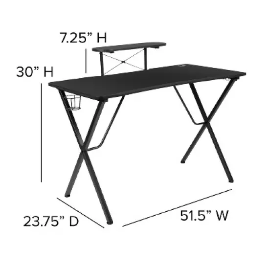 Emma and Oliver Gaming Desk & Chair Set with Cup Holder, Headphone Hook, and Monitor Stand image {5}