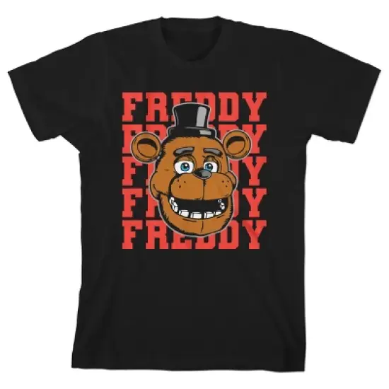 Five Nights at Freddy's Freddy Repeat Text Boy's Black T-shirt image {4}