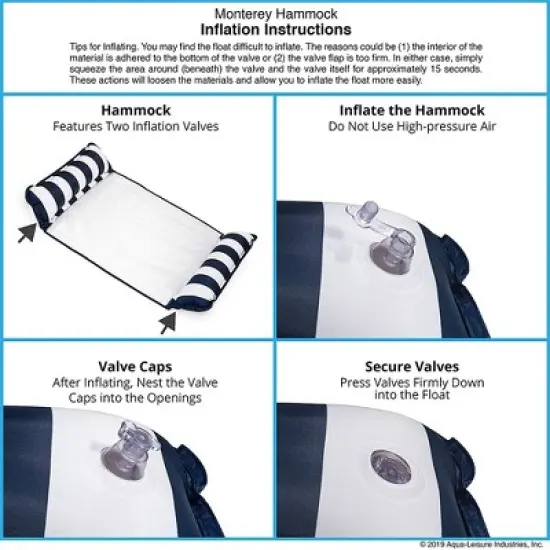 Aqua Monterey Hammock 4 in 1 Multi Purpose (Saddle, Lounge Chair, Hammock, Drifter) Inflatable Pool Float, Blue image {4}