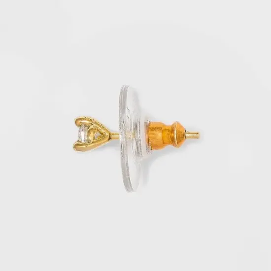 14K Gold Plated Cubic Zirconia and Bar Stud Duo Earrings - A New Day&trade; image {1}