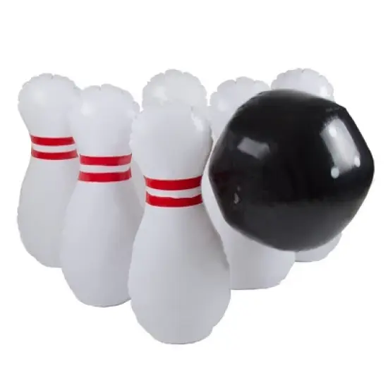 Toy Time Kids' Giant Inflatable Bowling Game Set With 6 Jumbo Pins for Indoor or Outdoor Use image {1}