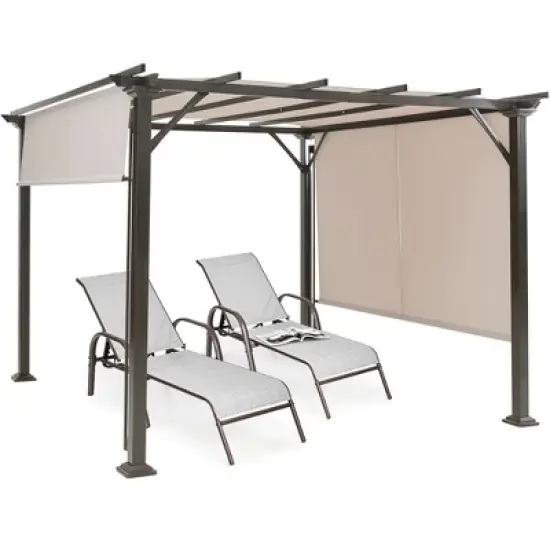 Costway 10' X 10' Pergola Kit Metal Frame Gazebo &Canopy Cover Patio Furniture Shelter image {4}
