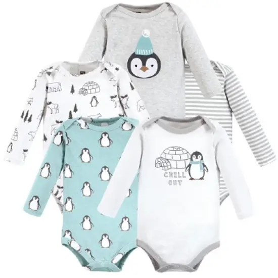 Hudson Baby Unisex Baby Cotton Long-Sleeve Bodysuits, Chill Out Penguin image {8}