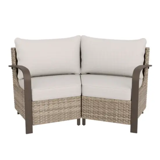 EAGLE PEAK Coastal Vista Patio Outdoor Wicker Love Seat, Patio Conversation Set Wicker Rattan Sofa Chair Set image {8}