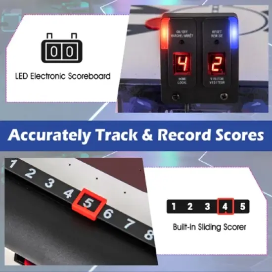 Tangkula 54" Air Hockey Table - Arcade Hockey Table Gaming Set w/LED Electronic Scoring & Lights 2 Pucks 2 Pushers Powerful 12V Motor image {5}