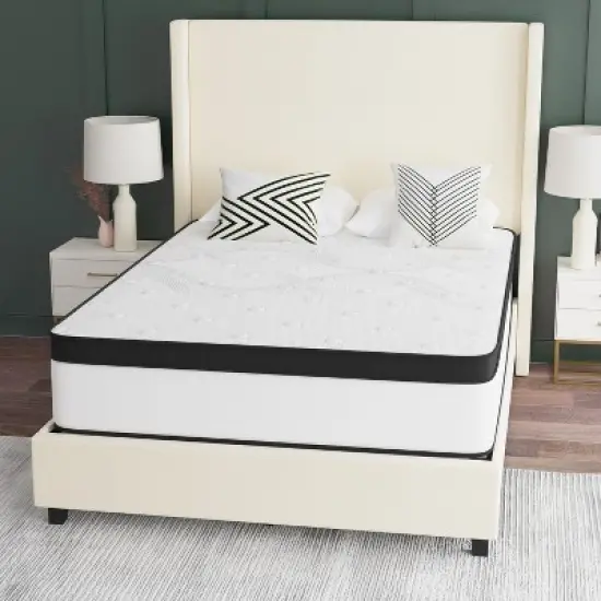 Emma and Oliver Hybrid Mattress in a Box with CertiPUR-US Certified Foam, Pocket Spring Core & Knit Fabric Top for All Sleep Positions image {2}