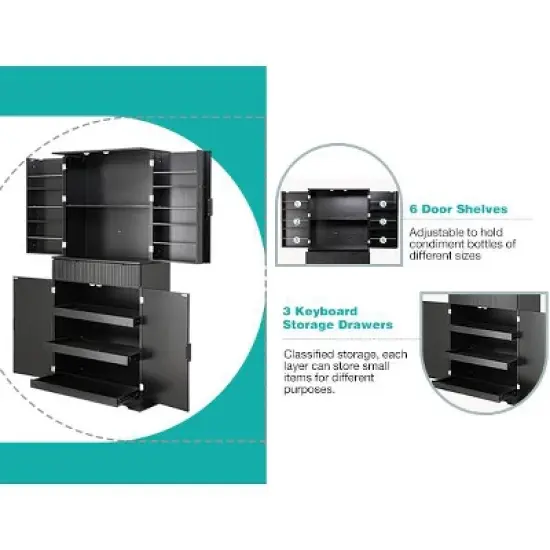 Bella Depot Freestanding 72" Kitchen Pantry Cabinet with Drawers & Adjustable Shelves image {10}