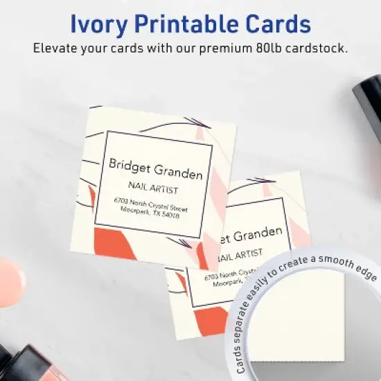 Avery Printable Square Cards, 3" x 3", Matte Ivory, 60ct image {1}