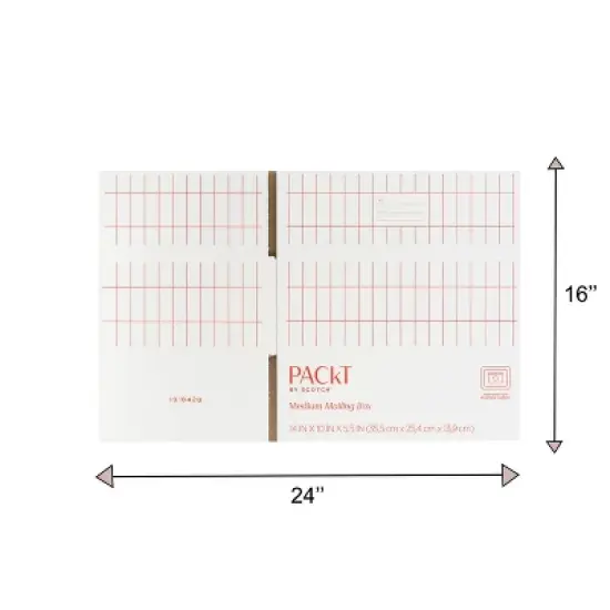 Scotch Packet Medium Mailing Box: Cardboard Shipping & Moving Box, 14" x 10", White, Flap Closure image {4}