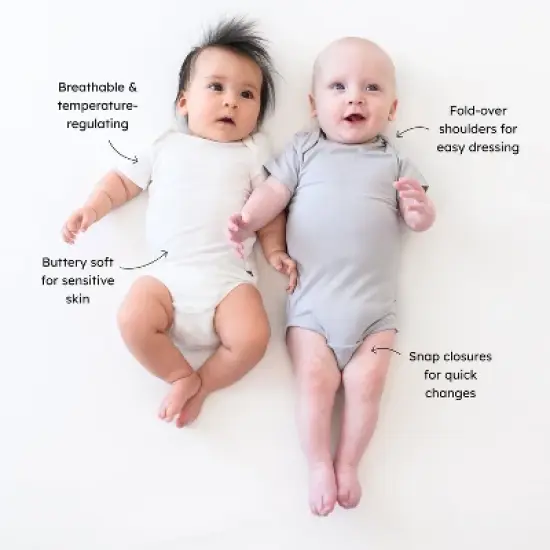 Kyte Baby 2-Pack Short Sleeve Bodysuit in Cloud and Storm image {2}