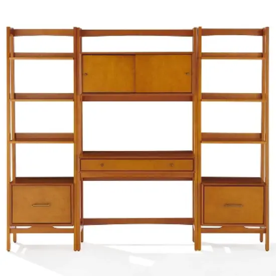 3pc Landon Desk and Bookcases Set Acorn - Crosley image {5}