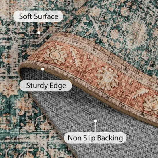 Lahome Oriental 8'2"x10' Area Rugs Ultra-Thin Soft Orange Rugs for Living Room Washable Non-Shed Print  Indoor Carpet for Bedroom Playroom Nursery image {5}