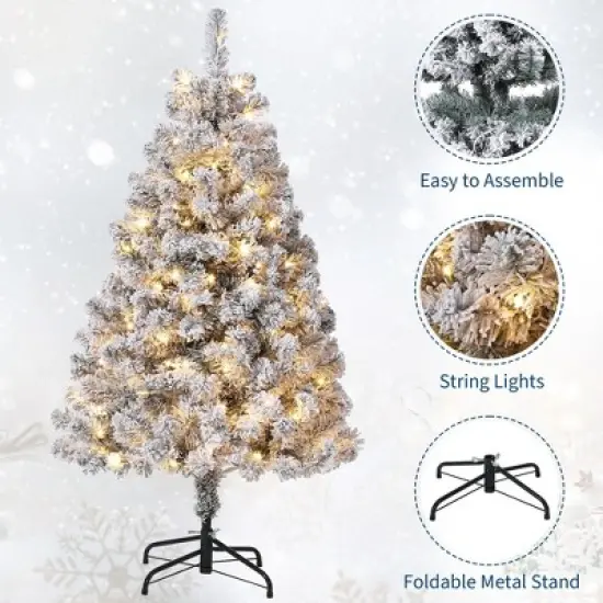 4.5/6/7.5/9/12FT Pre-Lit Artificial Christmas Tree with LEDs, PVC Branch Tips & Metal Stand - Easy Assembly Xmas Tree for Home Office Decor image {4}