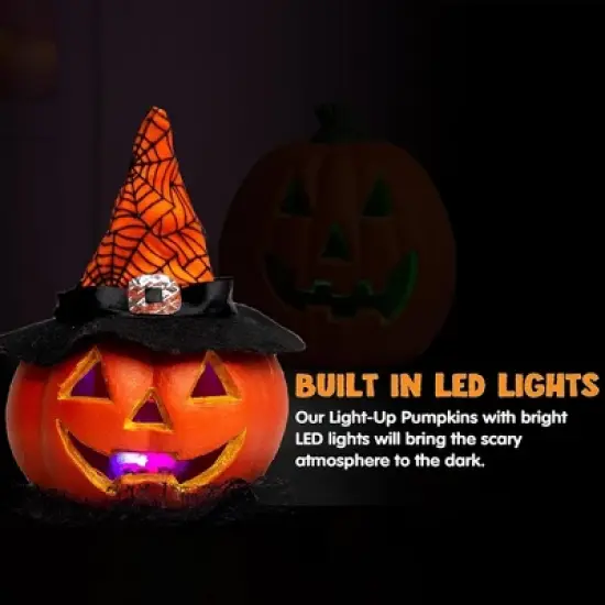 Joyfy 5 Packs Halloween Light up Jack-o&rsquo;-Lantern Combo Set, Pumpkin Prop with LED Light Halloween Tabletop Decorations Props  Decor image {5}