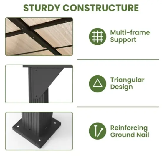 Pamapic Hardtop Outdoor Gazebo Pergola Aluminum Framed with Sloping Pitched Roof for Garden, Patio image {5}