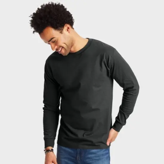 Hanes Beefy-T Unisex Long-Sleeve T-Shirt, Value 2-Pack image {1}