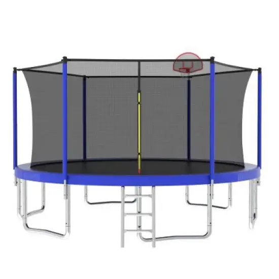 BestParts 14FT Trampoline with Safety Enclosure, Basketball Hoop, Ladder image {6}