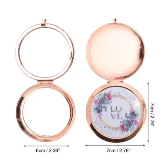 Unique Bargains Pocket Makeup Mirror Rose Gold Tone 1 Pc image {1}
