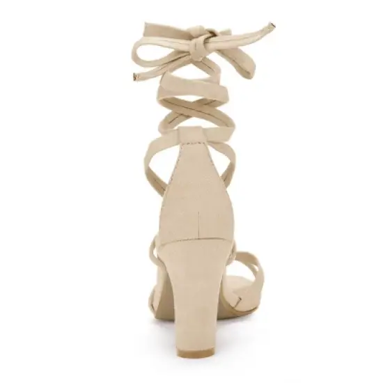 Allegra K Women's Lace Up High Block Heeled Sandals image {3}