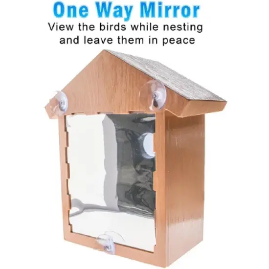 5 Star Super Deals 2 See Through One Way Mirrored Bird House - Suction Cup Window Mounted Bird Nesting Box image {5}