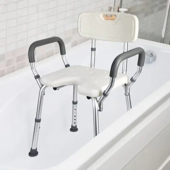 Shower Chair Seat with Padded Armrests and Back image {4}