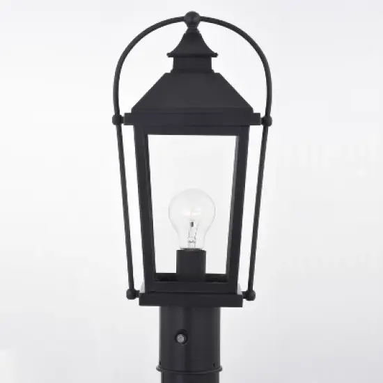 VAXCEL Lexington 1 Light Dusk to Dawn Black Outdoor Post Lamp Clear Glass image {6}