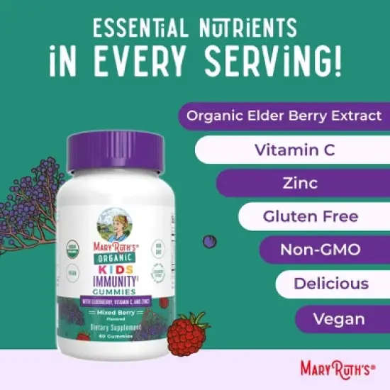 MaryRuth's Kids Immunity Gummies, Mixed Berry, Org, 60 ct image {7}