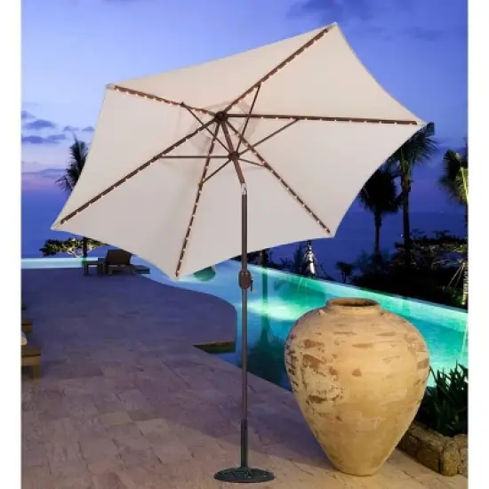 9' x 9' Round Lighted Patio Umbrella Cream - Tropishade image {2}