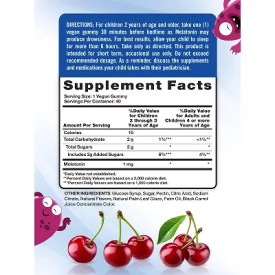 Nature's Truth Kids Melatonin Gummy | 1mg | 40 Count | Cherrylicious Flavor image {1}