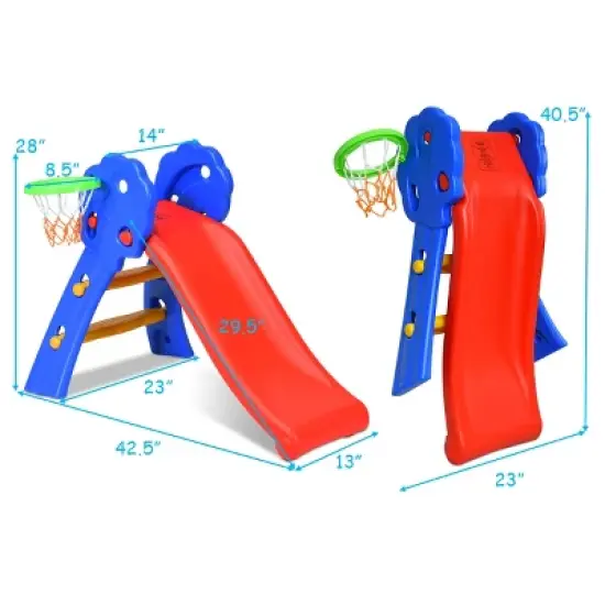 Costway Children Kids Toddlers Folding Slide W/Bask image {3}