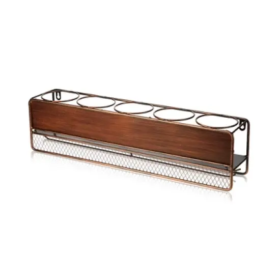 True Wall Mounted Wine Shelf & Stemware Rack, Wood image {2}