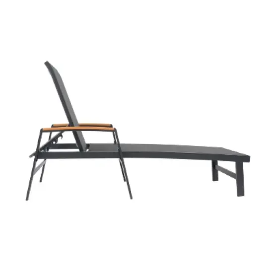 GDFStudio Edan Outdoor Aluminum and Mesh Chaise Lounge, Black image {4}