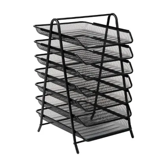Mind Reader Metal 7-Tier Paper Tray Desktop Organization Set: Black Metal Desk Organizer for Office Supplies image {3}