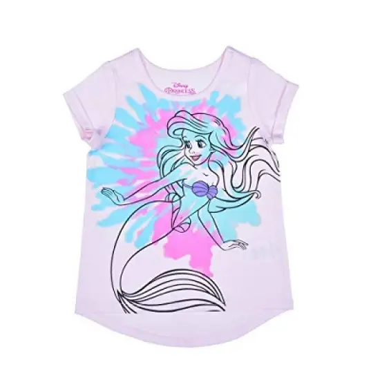 Girl's 2-Pack Disney Princess Ariel, The Little Mermaid Short Sleeve Graphic Tee and Floral Capri Legging Pants for Toddler image {2}
