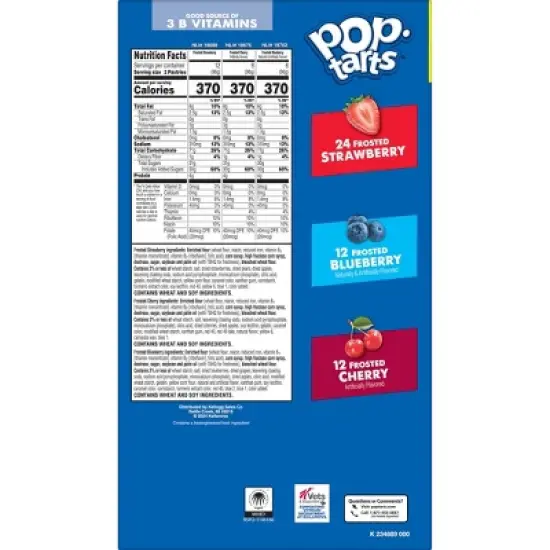 Pop-Tarts Frosted Strawberry, Cherry and Blueberry Toaster Pastries - 81.2oz/48ct image {1}