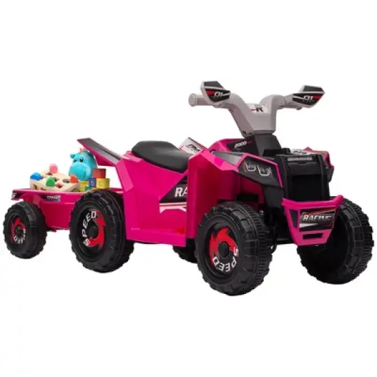 Aosom Kids ATV Quad Car with Back Trailer, 6V Kids Electric Car with Forward Backward Function for Toddlers Ages 18-36 Months image {8}