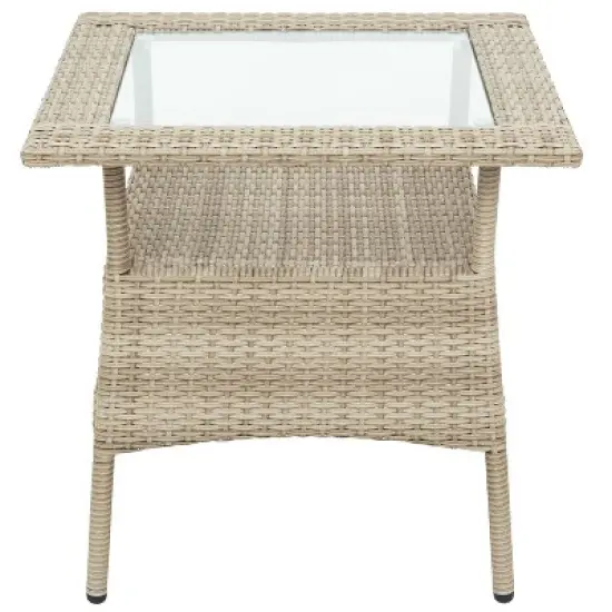 4pc Wicker Adjustable Patio Seating Set with Cushions - Natural/Gray - GODEER image {7}