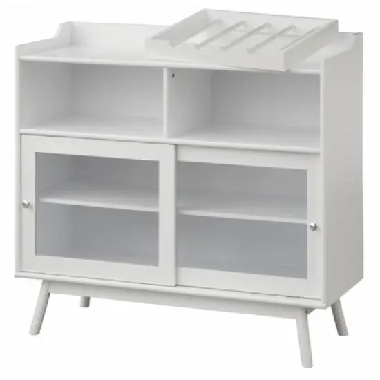 Dublin Bar Cabinet with Sliding Glass Doors White - Buylateral image {6}