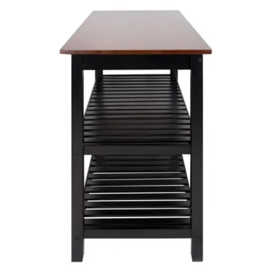 Casual Home Kitchen Island Bar Station with Hardwood Counter Top, Stainless Steel Towel Rack, 1 Large Drawer and Lower Storage image {1}