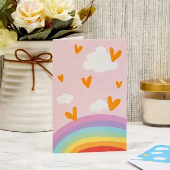 Paper Junkie 48 Pack Pastel Rainbow Thank You Cards, 4x6 Blank Cards and Envelopes for Baby Showers, Birthdays, All Occasion, 6 Designs image {1}