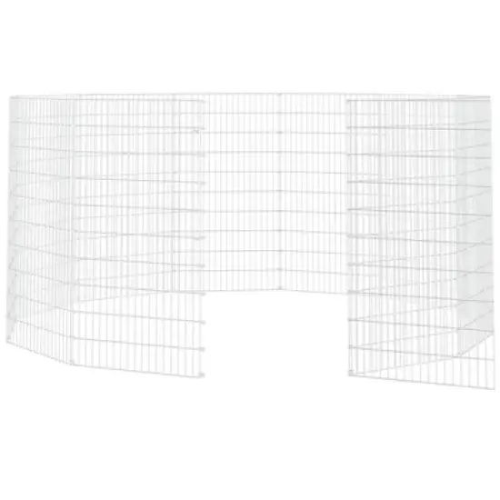 vidaXL Animal Enclosure Silver Galvanized Iron 12-Panel Durable image {4}