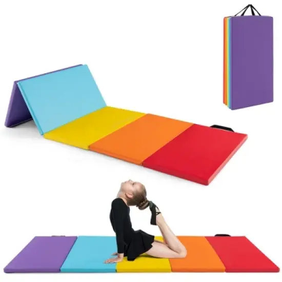 Costway 5-Panel Folding Gymnastics Thick Mat 6.6' x 2.5' Tumbling Mat for Kids image {10}