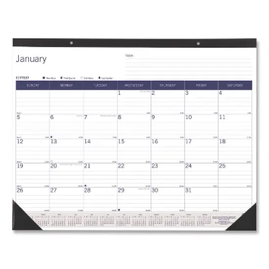 DuraGlobe Monthly Desk Pad Calendar, 22 x 17, White/Blue/Gray Sheets, Black Binding/Corners, 12-Month (Jan to Dec): 2026 image {4}