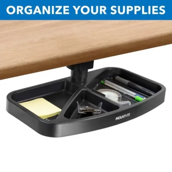 Mount-It! Under Desk Swivel Storage Tray | Ergonomic Undermount Shelf Organizer Holds Office Supplies | Mounts to Desktops Tables and Workbenches image {1}