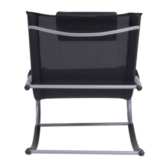 Outsunny Zero Gravity Rocking Chair Outdoor Chaise Lounge Chair Recliner Rocker with Detachable Pillow & Durable Weather-Fighting Fabric image {4}