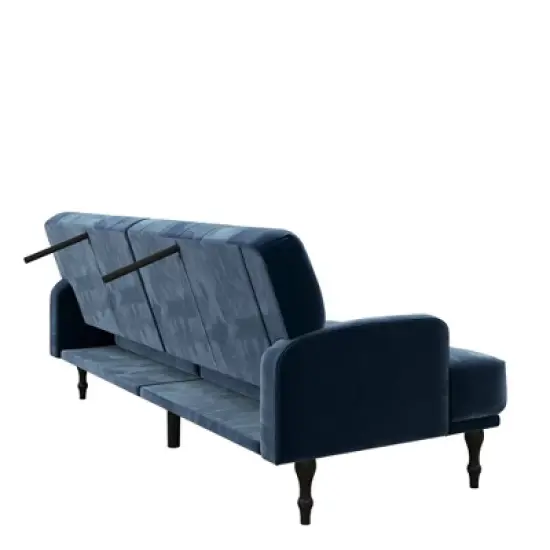 Lyla Upholstered Velvet Futon Blue - Room & Joy image {4}