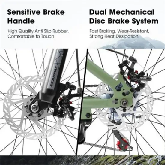 YONWAY 24 Inch Mountain Bike for Teenagers, High Carbon Steel Frame, Disc Brakes, Durable Design for School Commuting image {5}