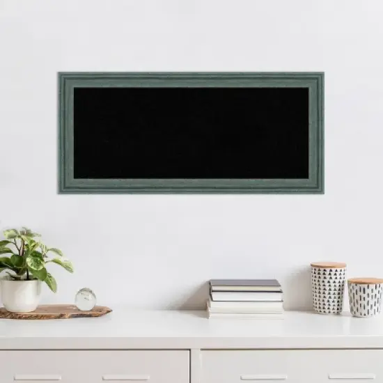 33"x15" Upcycled Wood Frame Black Cork Board Teal/Gray - Amanti Art image {7}