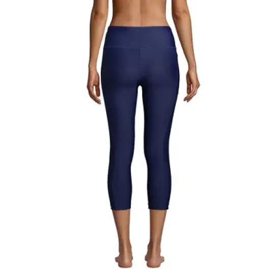 Lands' End Women's Chlorine Resistant High Waisted Modest Swim Leggings with UPF 50 Sun Protection image {1}